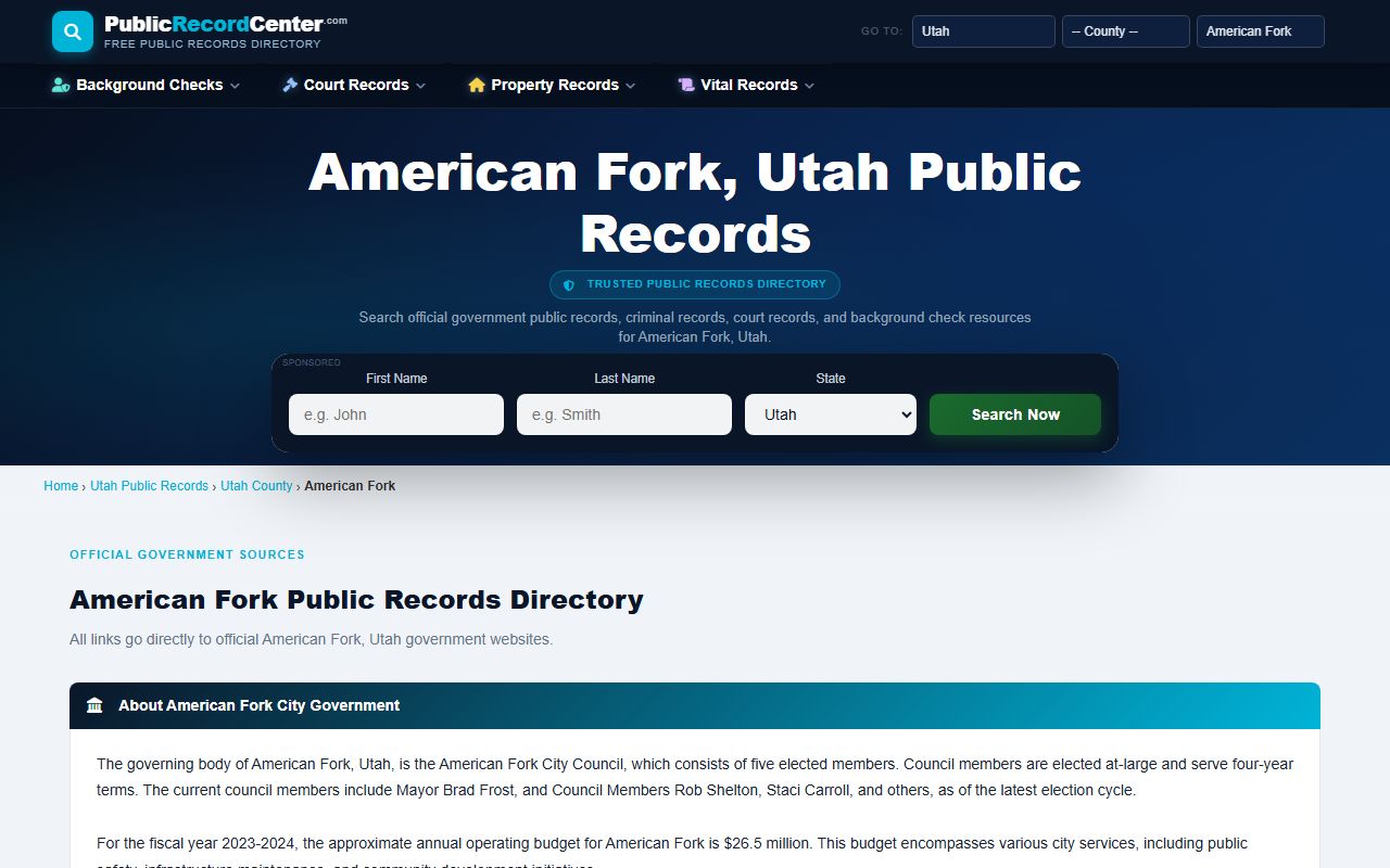 American Fork public records resources for American Fork criminal records