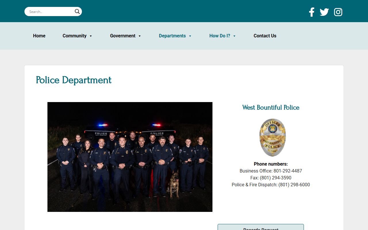 West Bountiful Police Department for criminal records near Bountiful