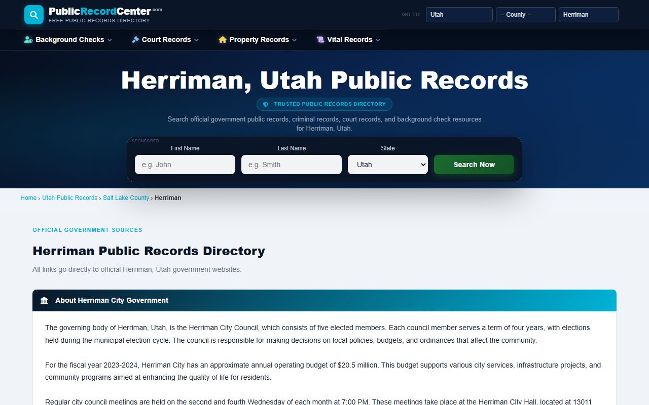 Herriman public records directory Herriman criminal records