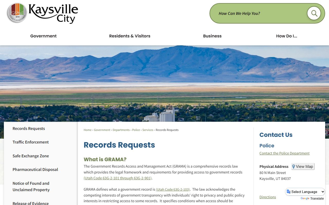 Kaysville City official records Kaysville criminal records