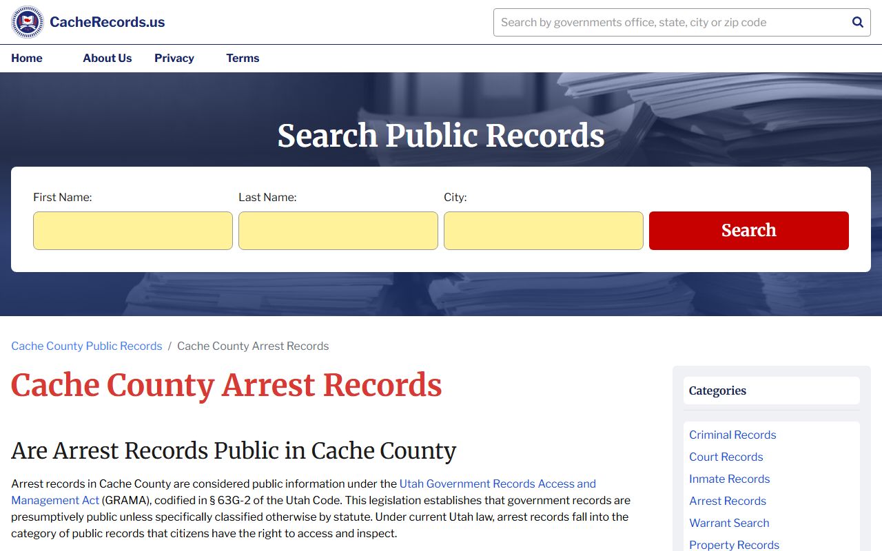 Cache County arrest records Logan criminal records
