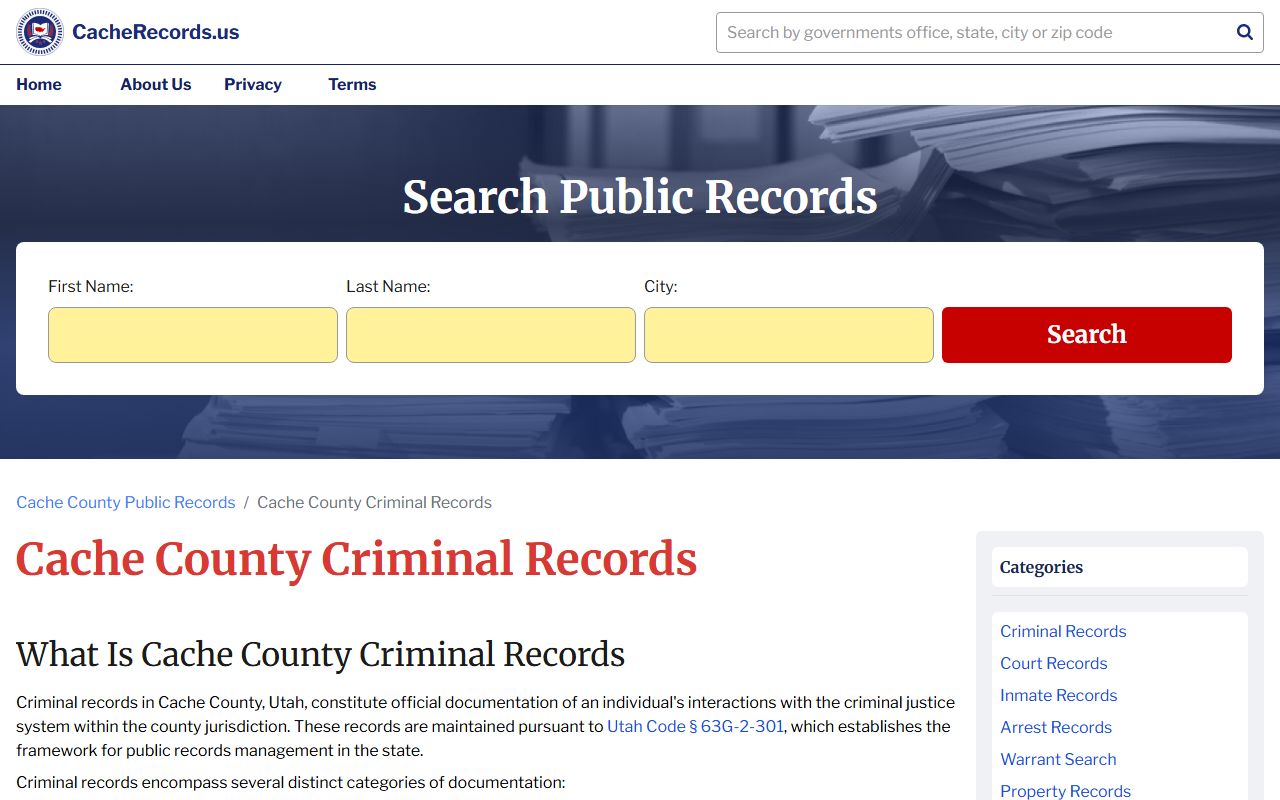 Cache County criminal records Logan criminal records