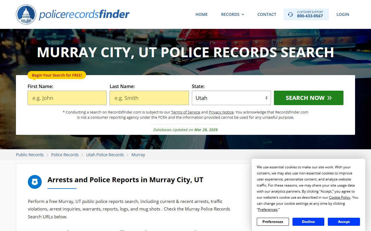 Murray police records search including arrests and criminal history