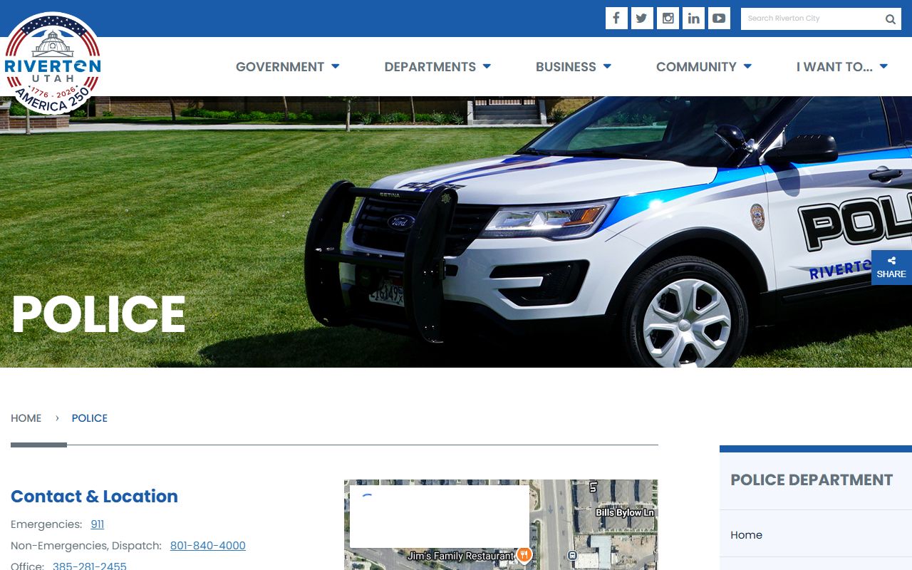 Riverton Police Department official site for criminal records