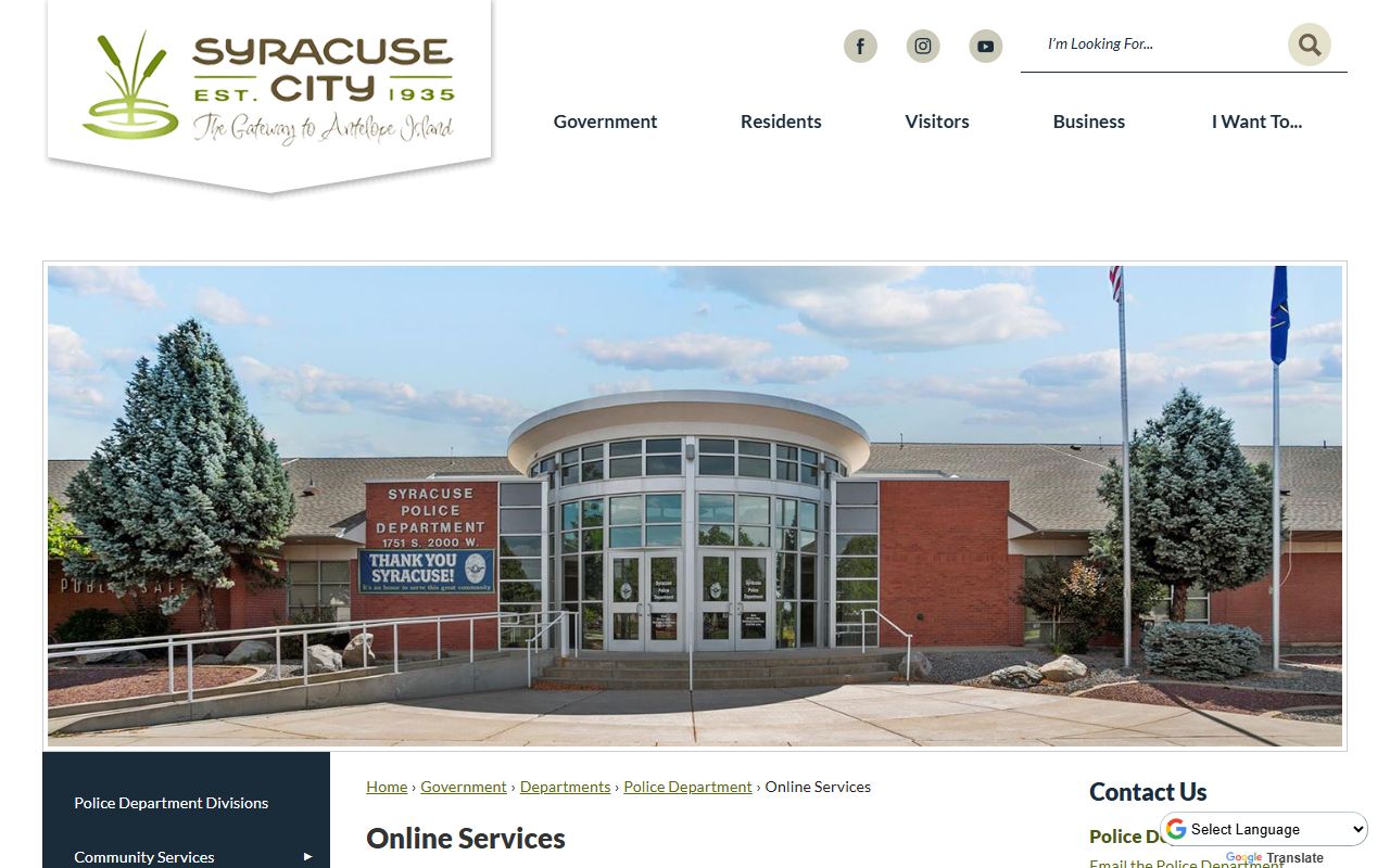 Syracuse City online services portal for Syracuse criminal records