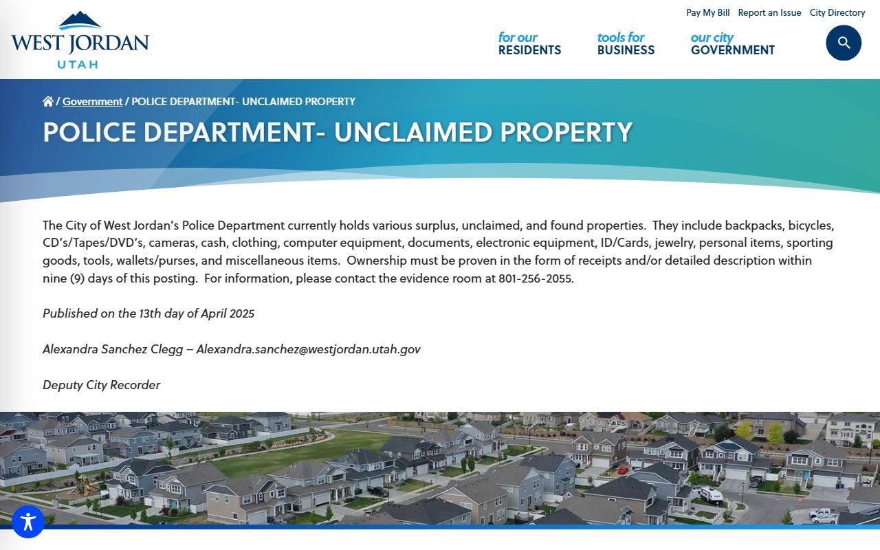 West Jordan Police Department West Jordan criminal records