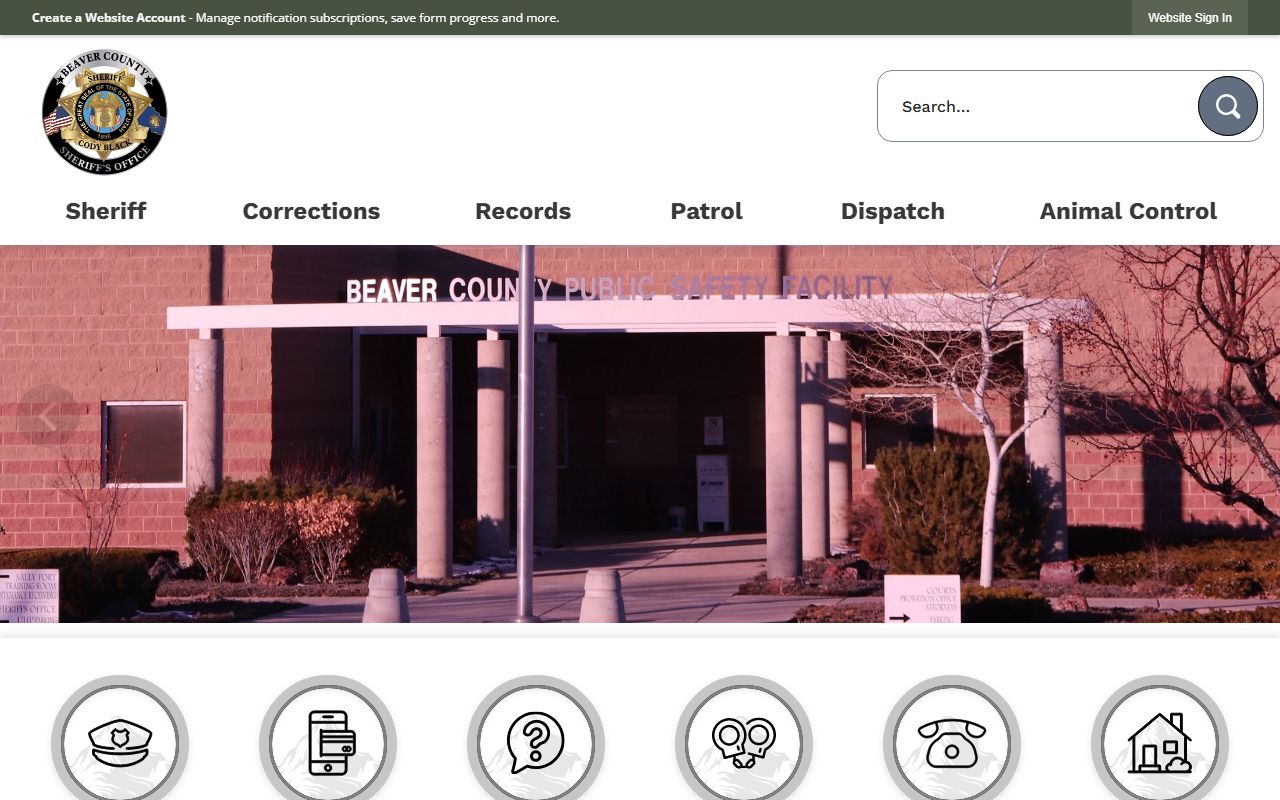 Beaver County Sheriff's Office official website for criminal records