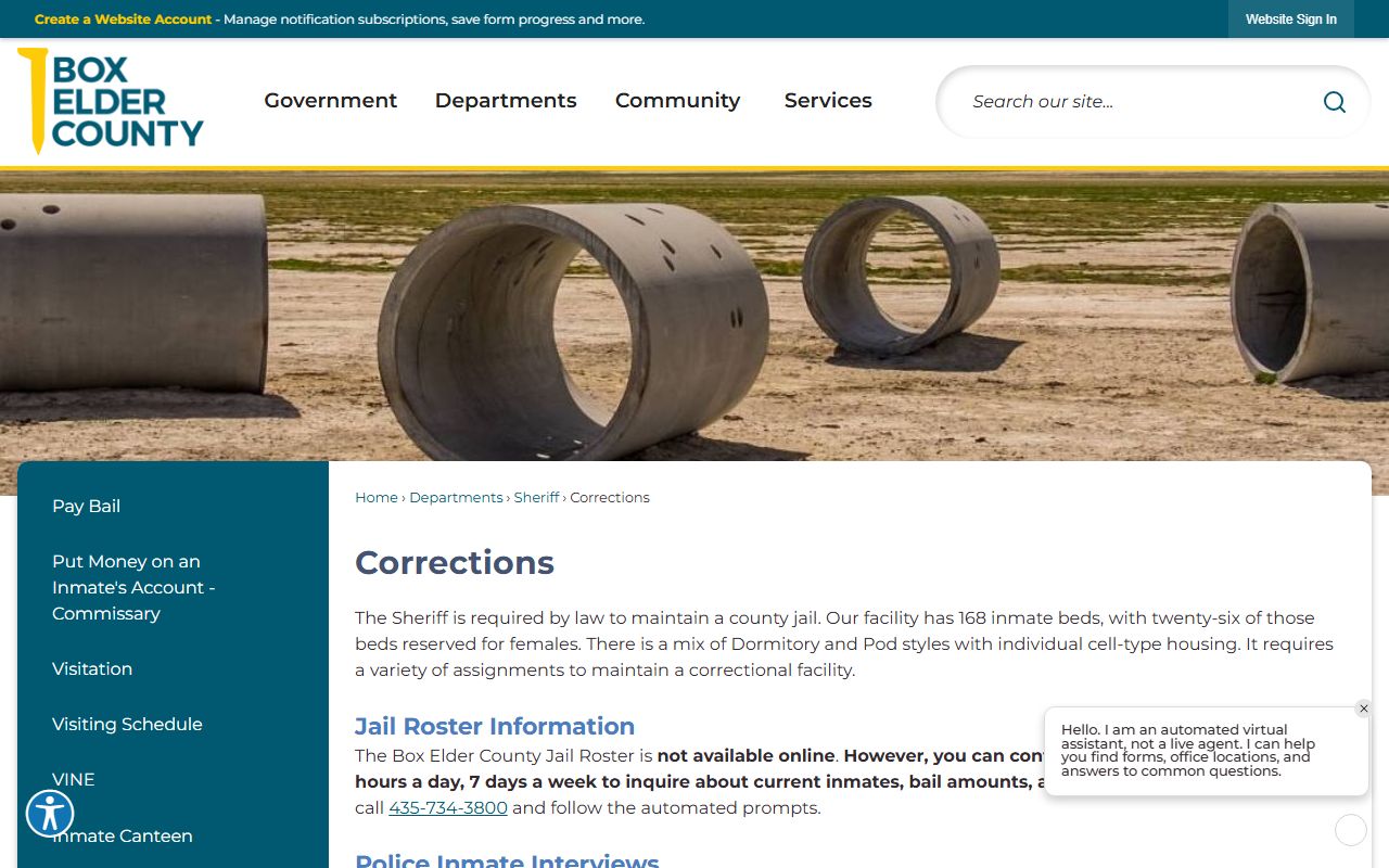Box Elder County Sheriff's Corrections Division and criminal records