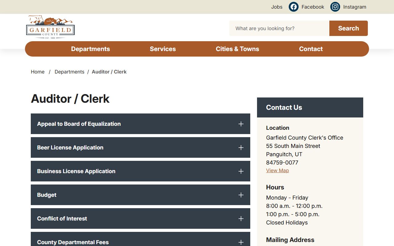 Garfield County Clerk Auditor official page for criminal records access