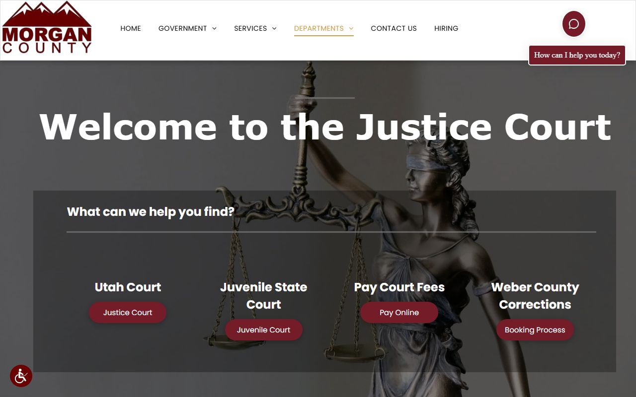 Morgan County Justice Court page for criminal records and filings