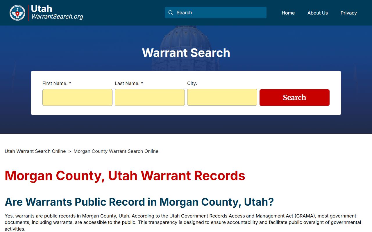 Morgan County warrant search tool for criminal records