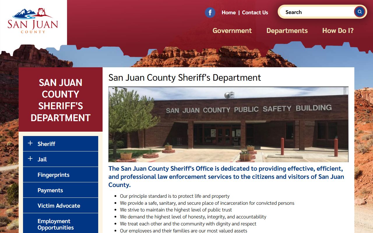 San Juan County Sheriff's Office official page for criminal records and arrest information