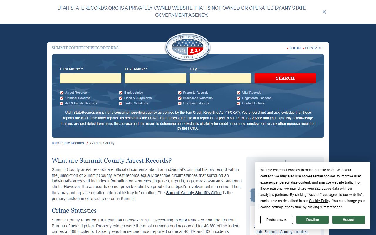 Summit County criminal records directory and Sheriff's Office resources