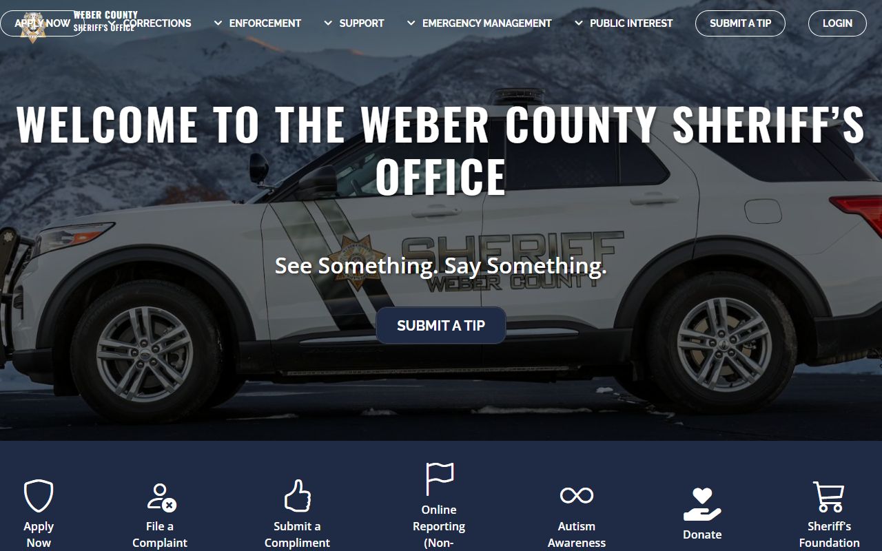 Weber County Sheriff's Office Records Section for criminal history and arrest records in Ogden